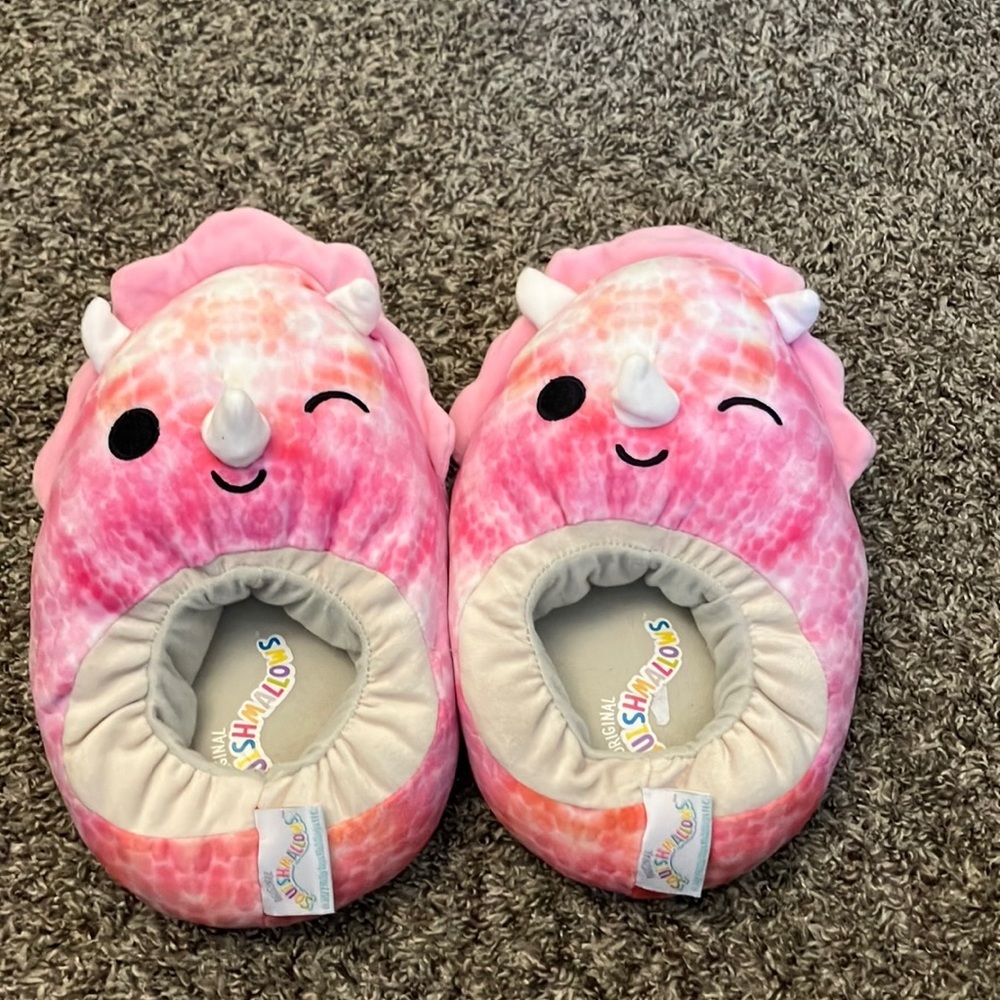 Squishmallows Pink Dinosaur Kids Slippers
